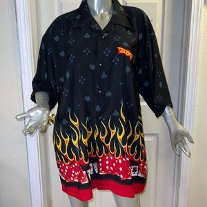 Get Lucky Shirt! Let ‘em Roll in Vegas Baby! Flames, dice, cards Graphic Shirt